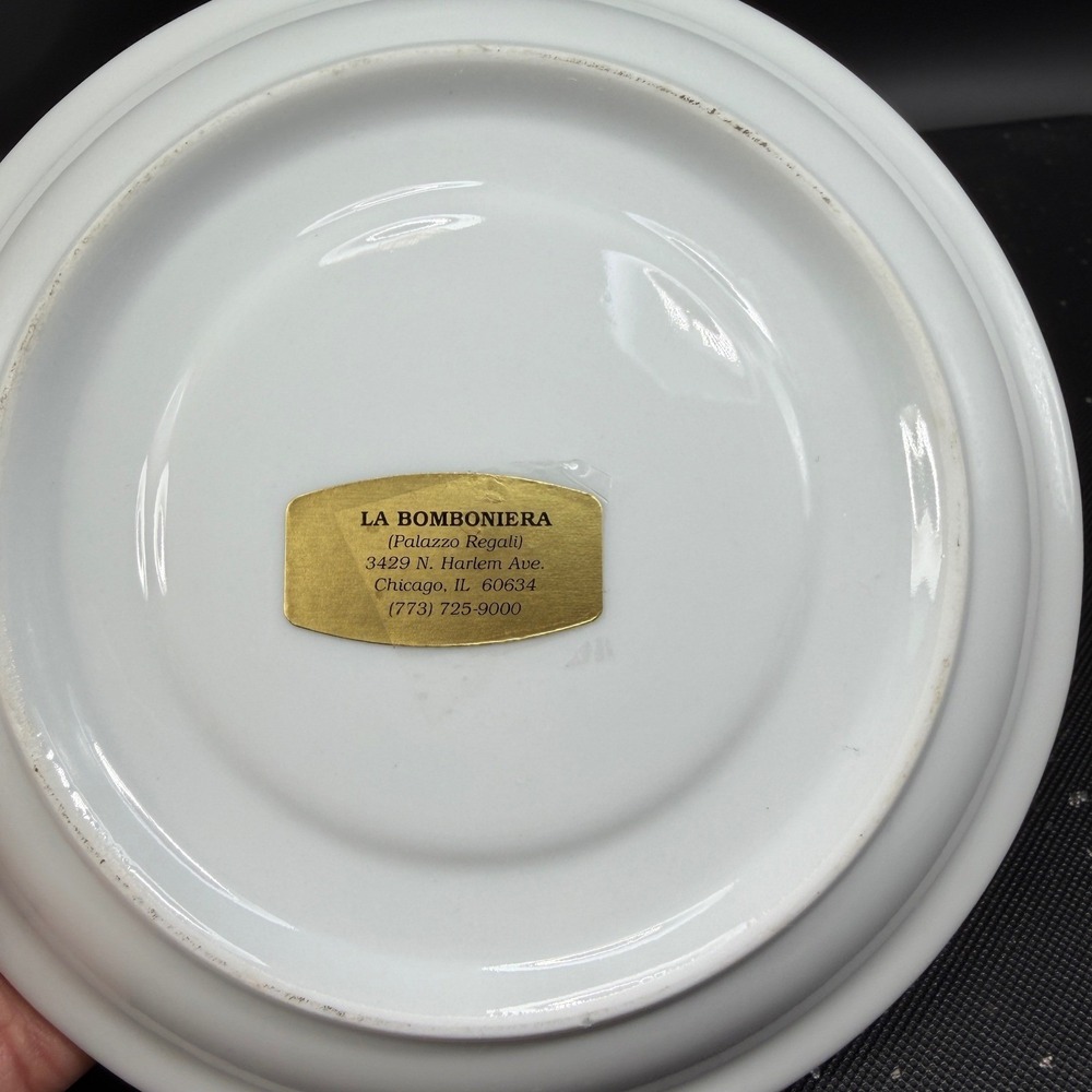 La Bomboniera Italian Flag Cappuccino Cup and Saucer Set White Ceramic 4pc - Picture 4 of 13